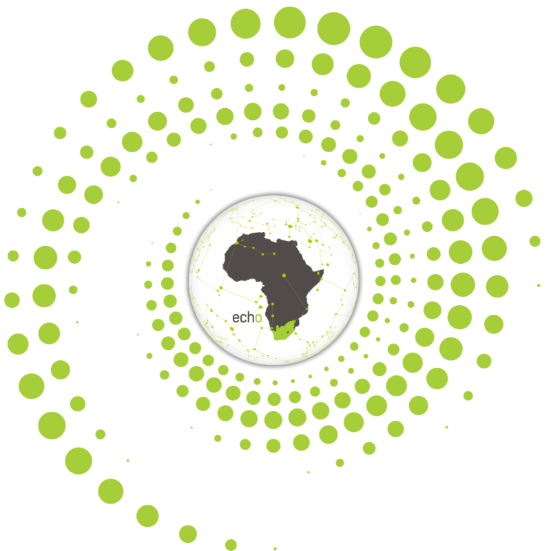 Echo's Connective World Globe Featuring Africa in Green Swirl